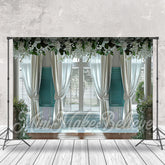 Aperturee - White Curtain Spring Floral Door And Window Backdrop